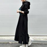 Simple Solid Color Loose Hooded Maxi Dress